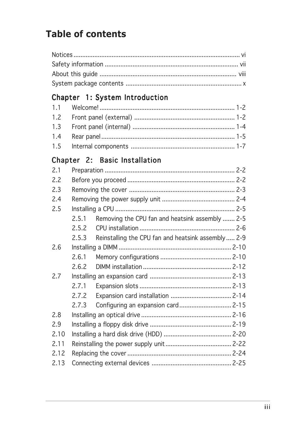 Asus T2-PE1 User Manual | Page 3 / 110