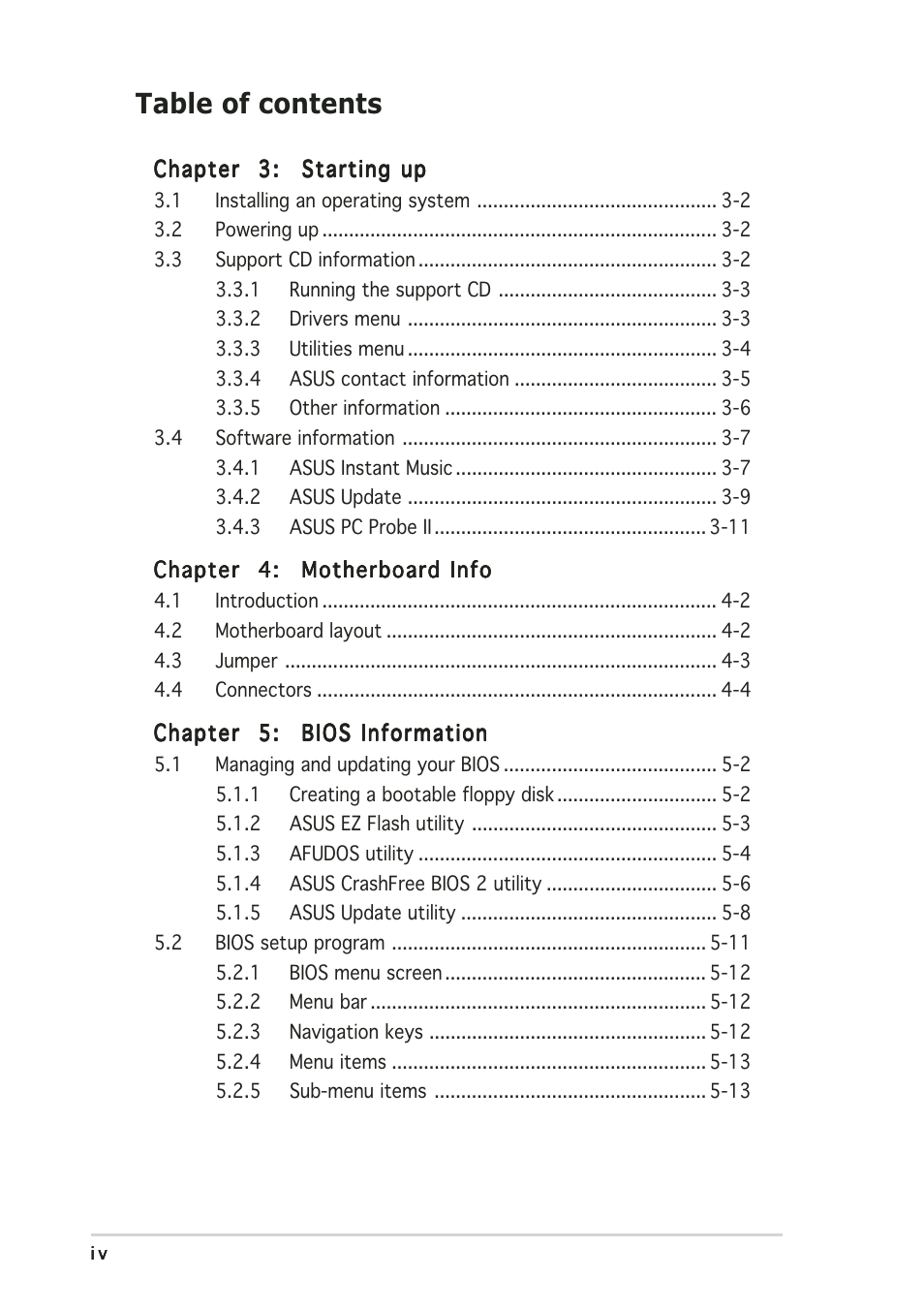 Asus T2-PE1 User Manual | Page 4 / 110