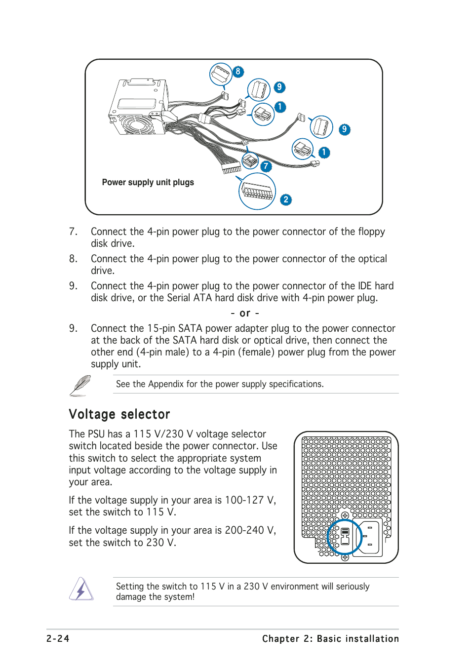 Voltage selector | Asus T2-PE1 User Manual | Page 42 / 110