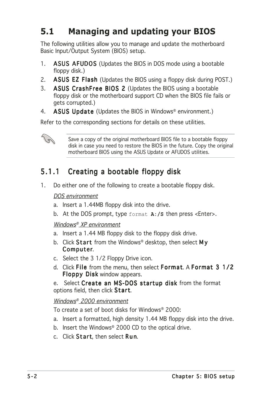 1 managing and updating your bios | Asus T2-PE1 User Manual | Page 72 / 110