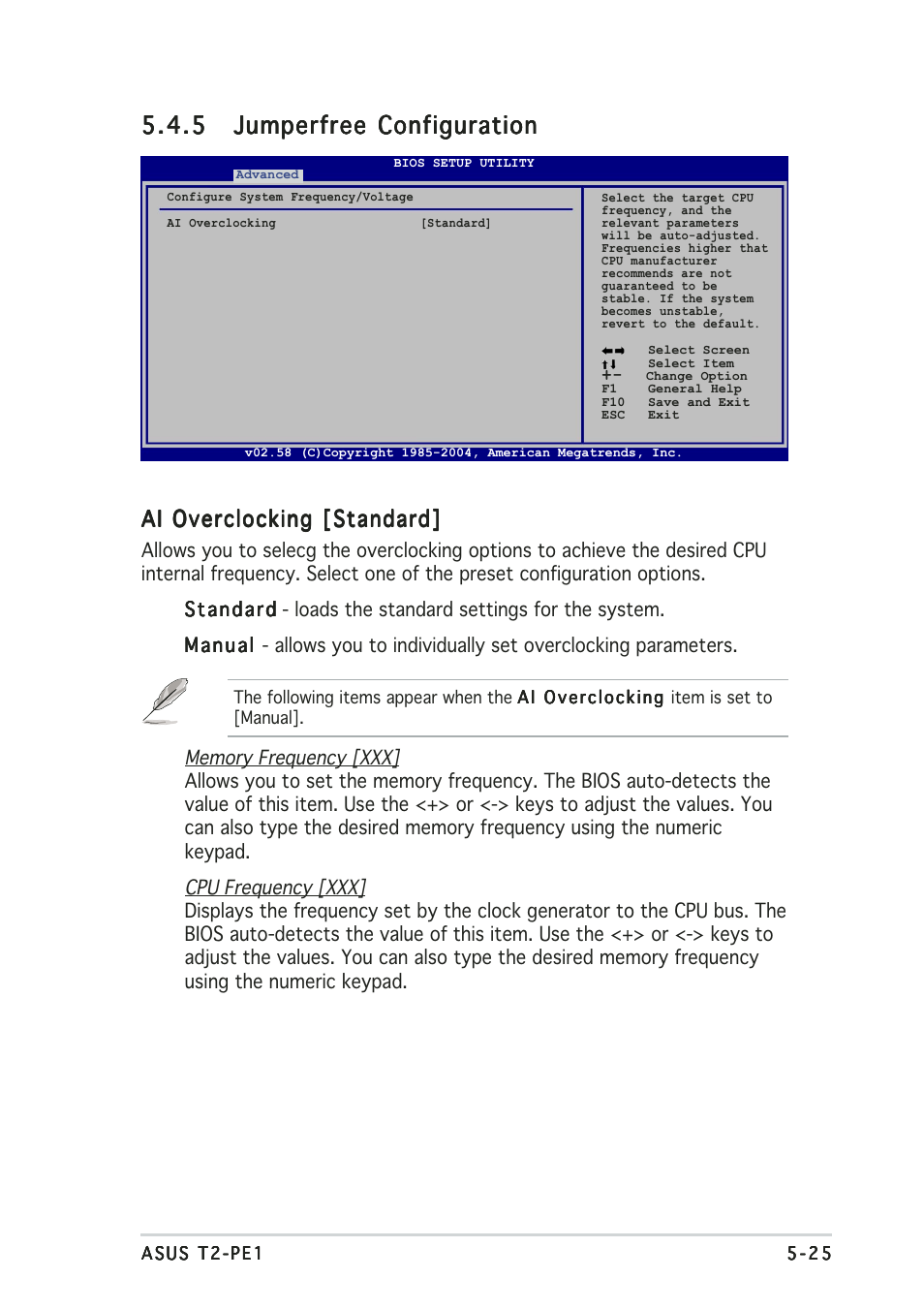 Ai overclocking [standard | Asus T2-PE1 User Manual | Page 95 / 110