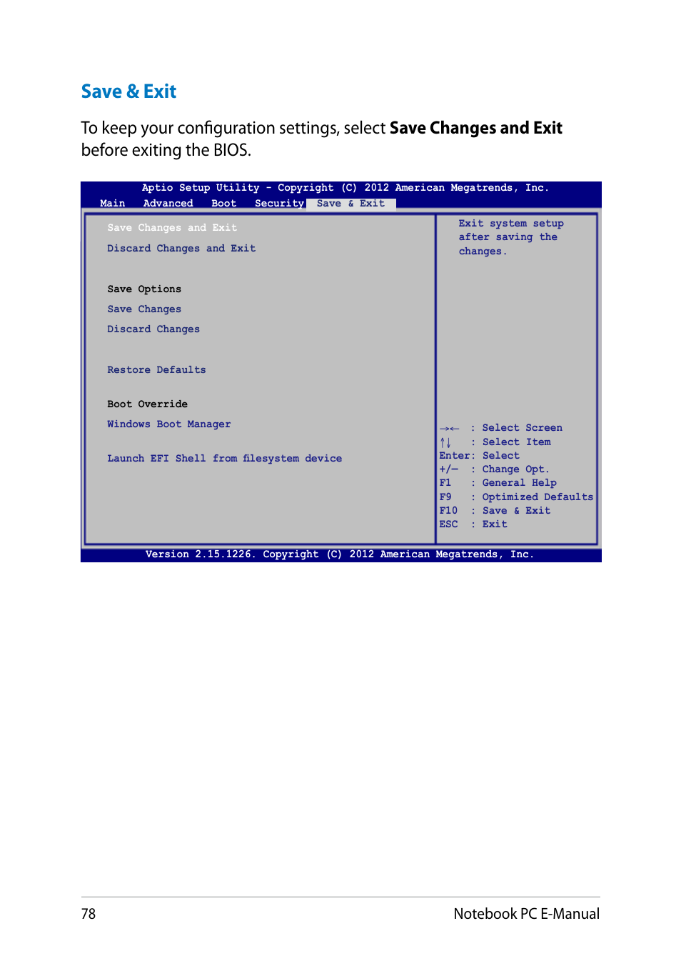 Save & exit | Asus X451MA User Manual | Page 78 / 110