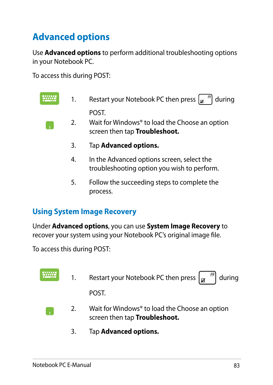 Advanced options | Asus X451MA User Manual | Page 83 / 110