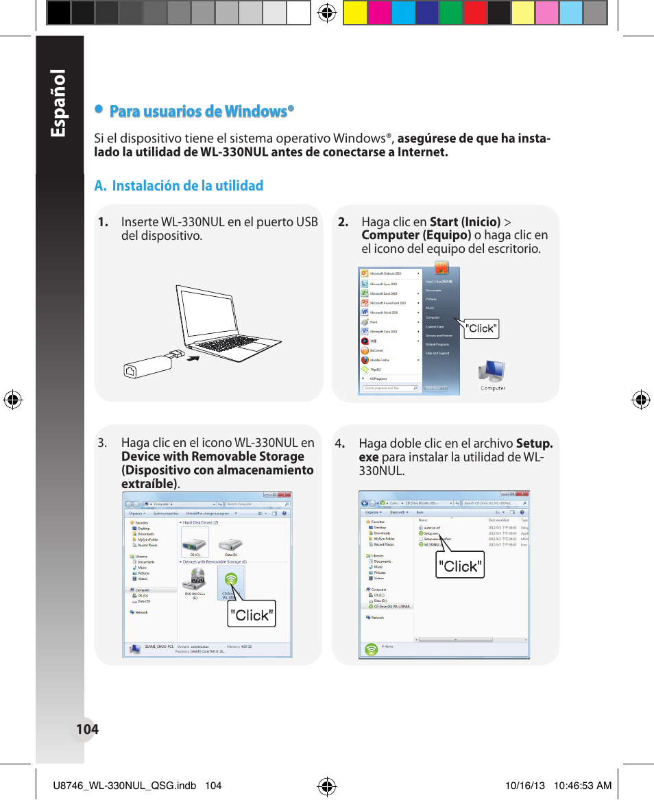 Español | Asus WL-330NUL User Manual | Page 104 / 128