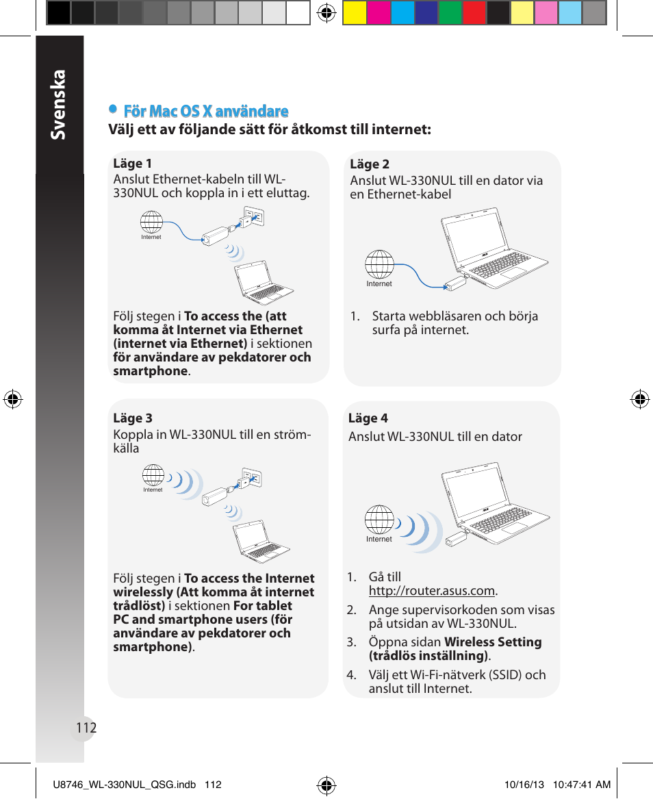 Sv ensk a, För mac os x användare | Asus WL-330NUL User Manual | Page 112 / 128