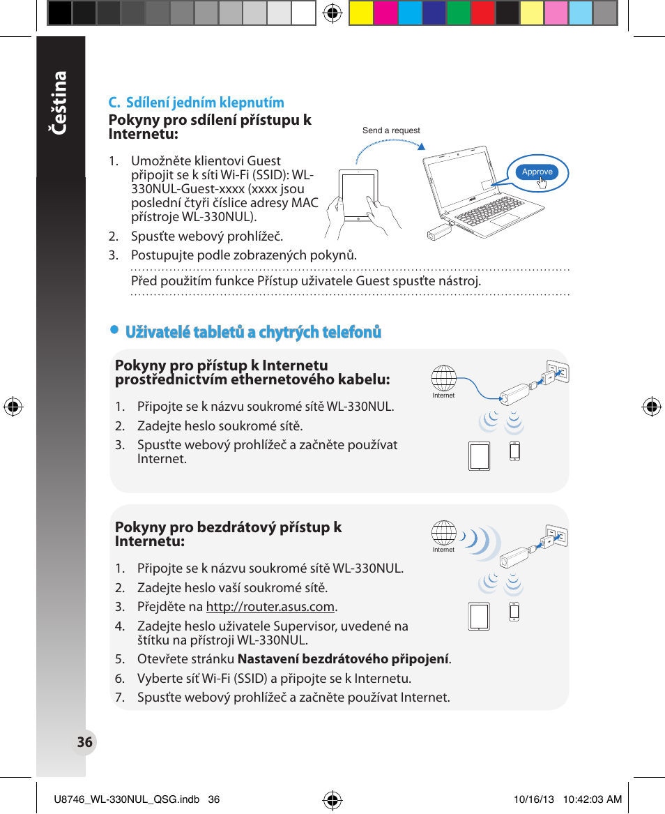 Čeština, Uživatelé tabletů a chytrých telefonů | Asus WL-330NUL User Manual | Page 36 / 128