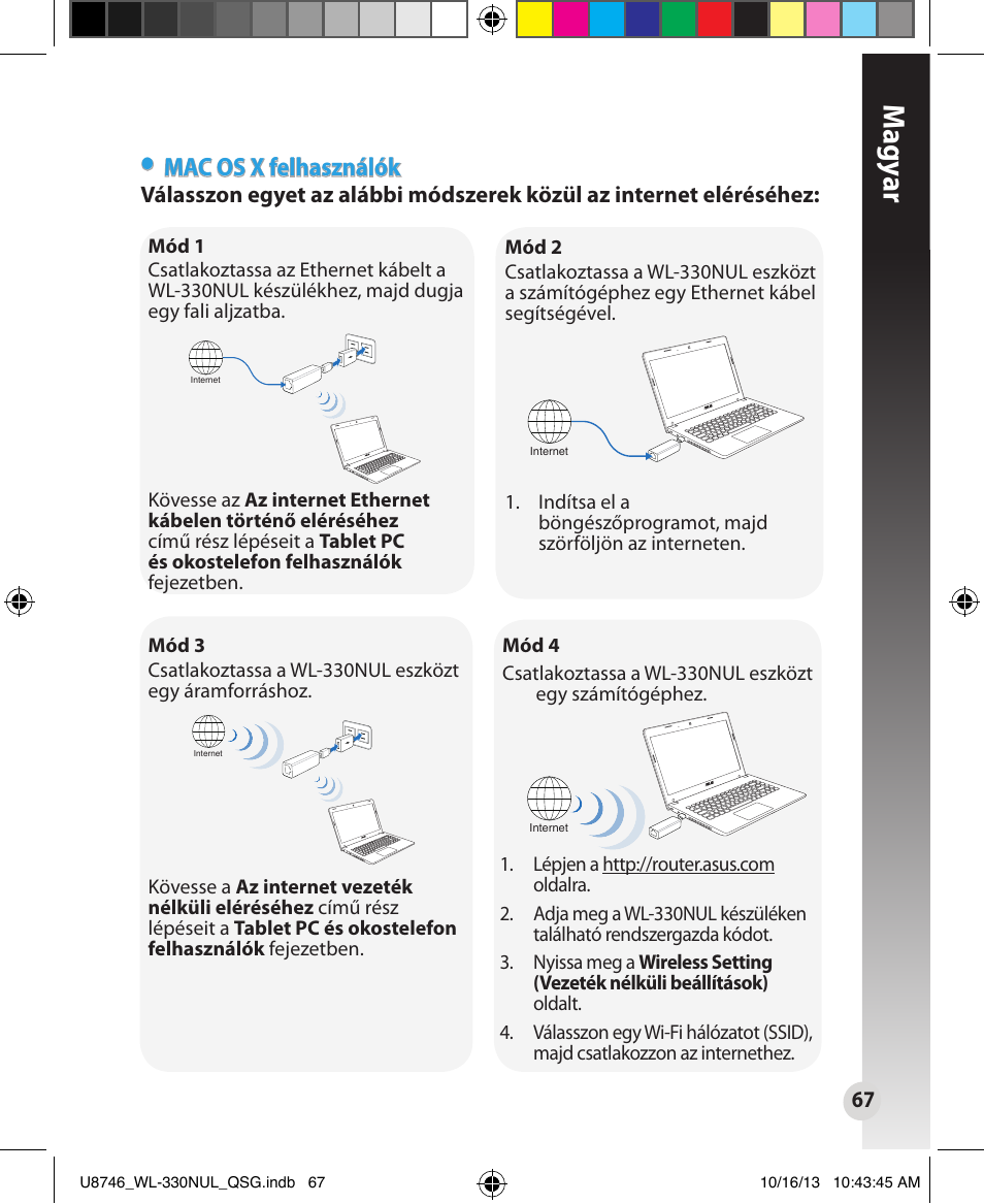 Magy ar, Mac os x felhasználók | Asus WL-330NUL User Manual | Page 67 / 128