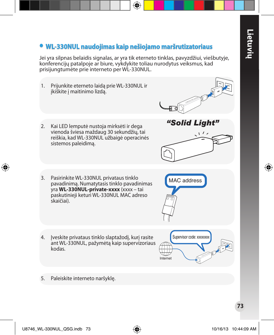 Lietuvių | Asus WL-330NUL User Manual | Page 73 / 128