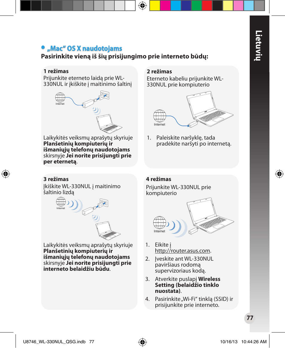 Lietuvių, Mac“ os x naudotojams | Asus WL-330NUL User Manual | Page 77 / 128