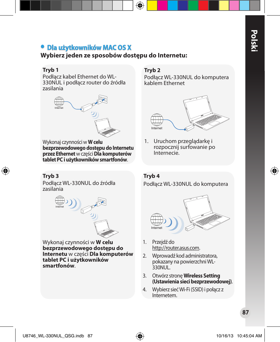 Polsk i, Dla użytkowników mac os x | Asus WL-330NUL User Manual | Page 87 / 128