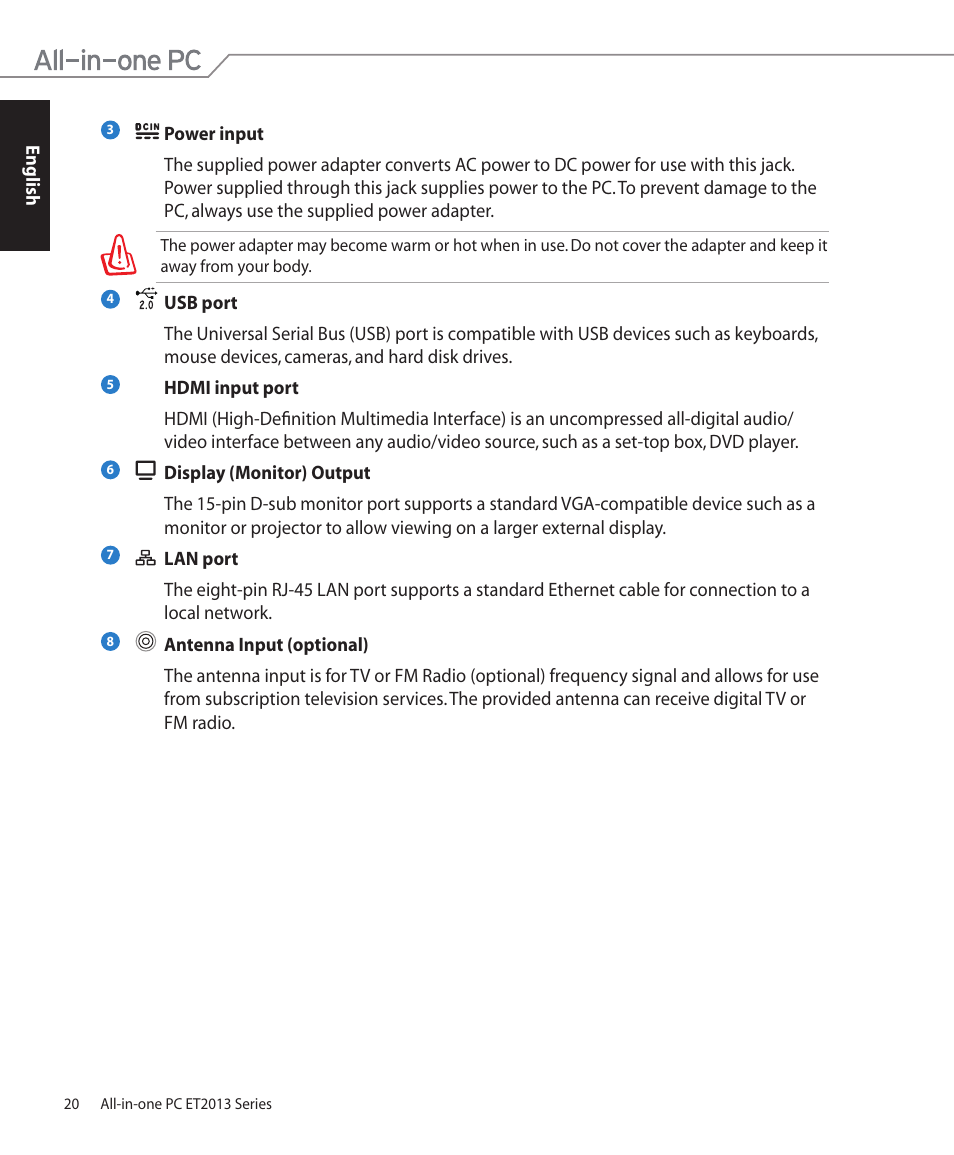 Asus ET2013IUTI User Manual | Page 20 / 42