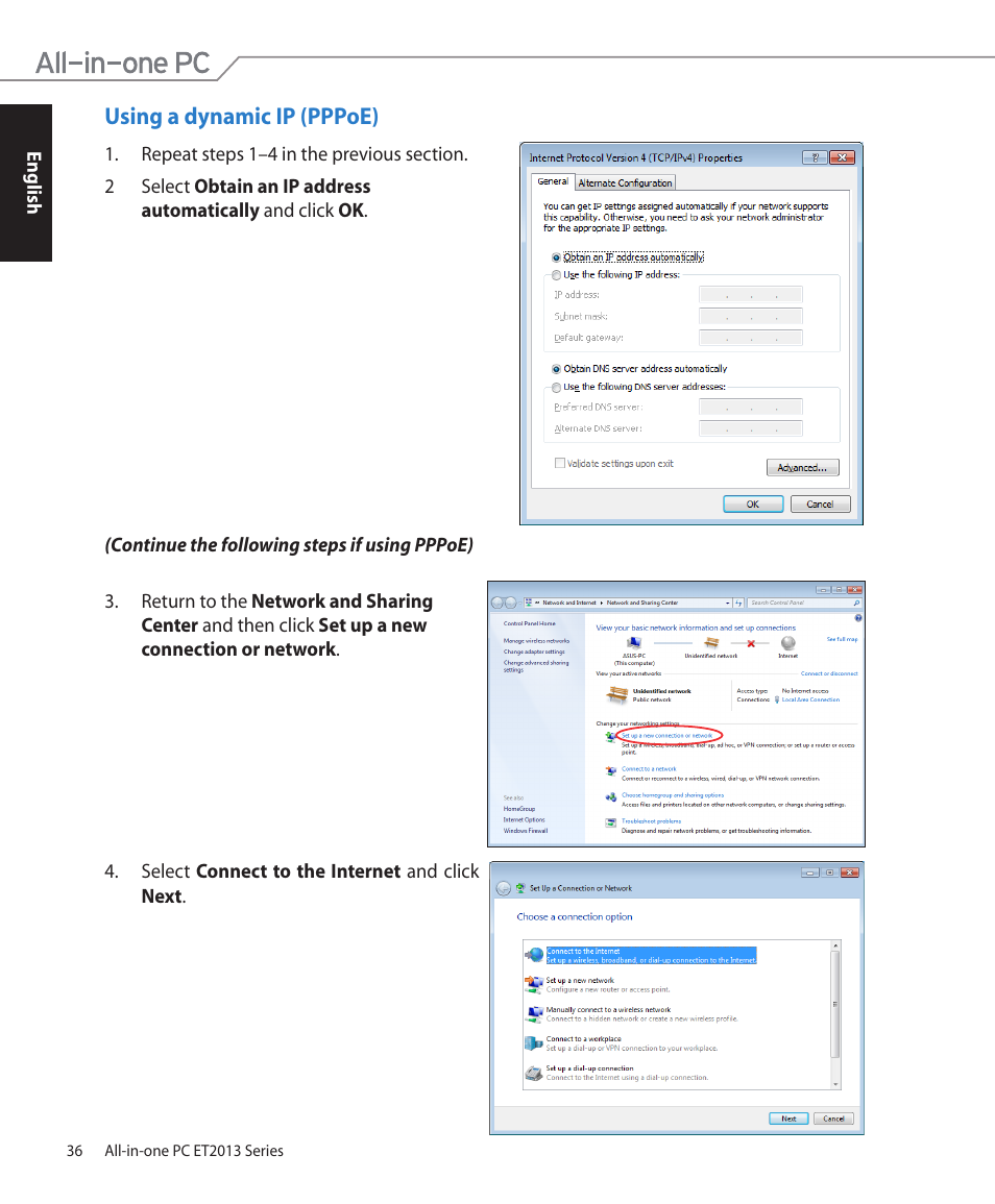 Using a dynamic ip (pppoe) | Asus ET2013IUTI User Manual | Page 36 / 42