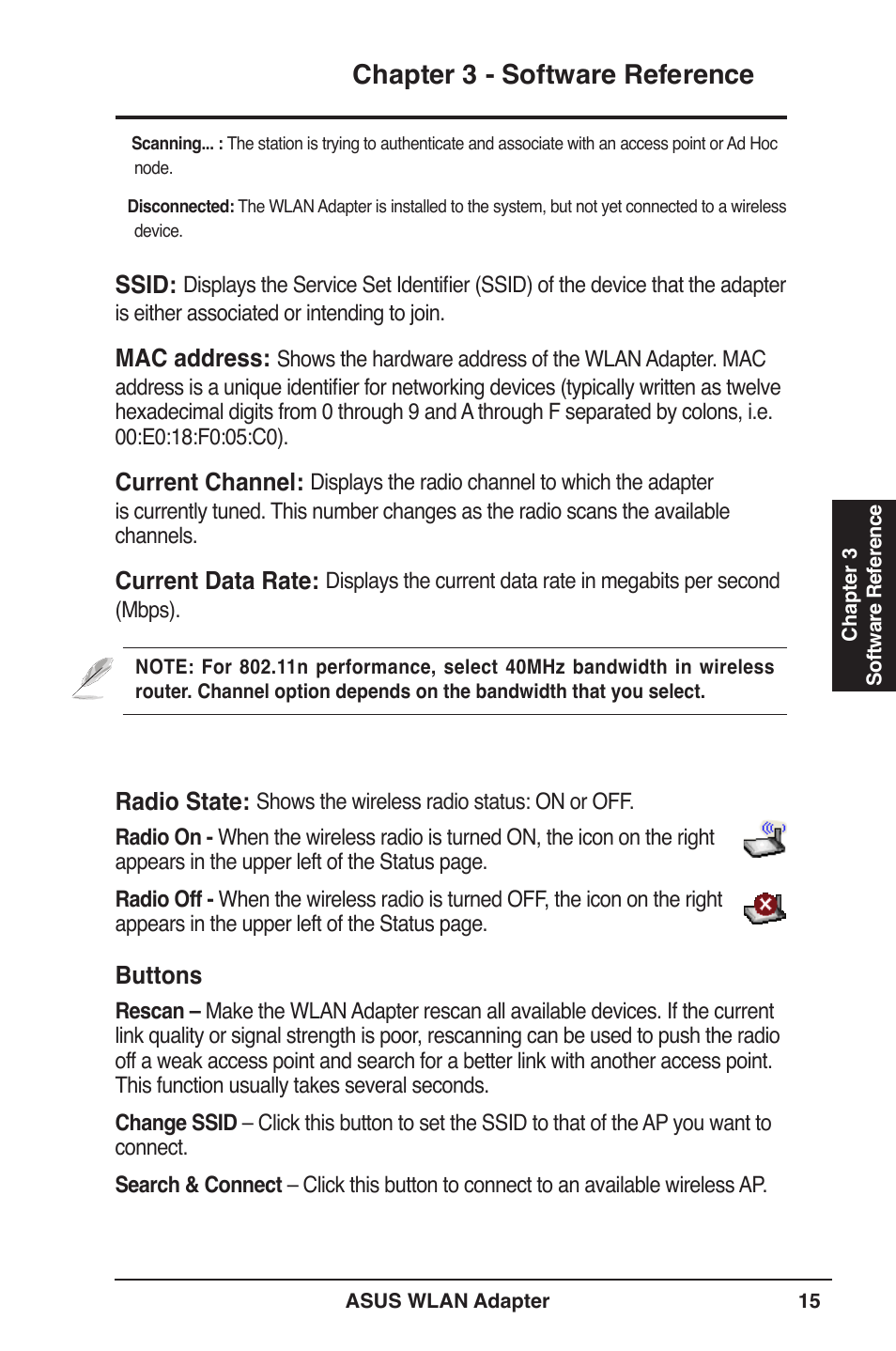 Chapter  - software reference | Asus USB-N11 User Manual | Page 15 / 42