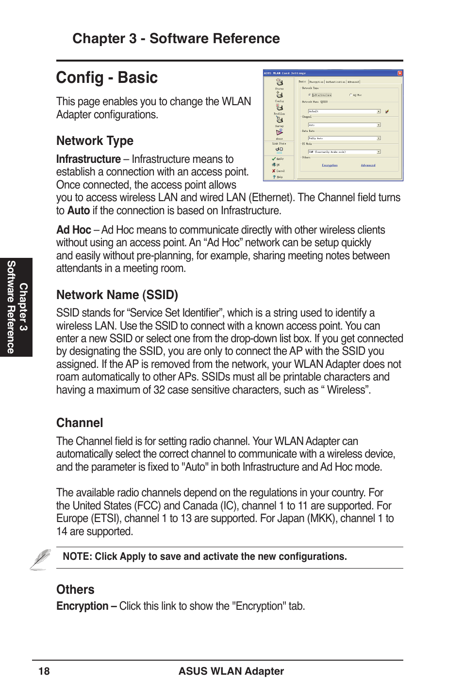 Config - basic, Chapter  - software reference | Asus USB-N11 User Manual | Page 18 / 42