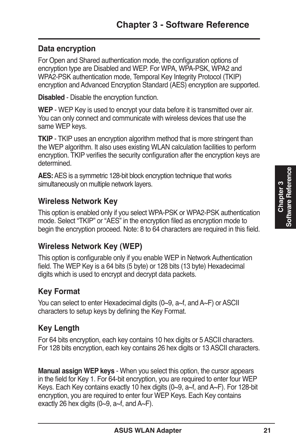 Chapter  - software reference | Asus USB-N11 User Manual | Page 21 / 42