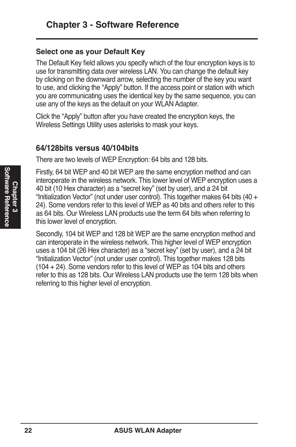 Chapter  - software reference | Asus USB-N11 User Manual | Page 22 / 42