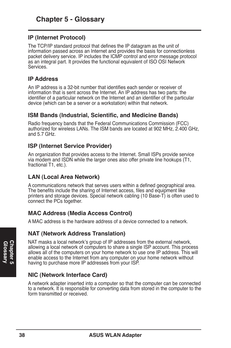 Chapter  - glossary | Asus USB-N11 User Manual | Page 38 / 42