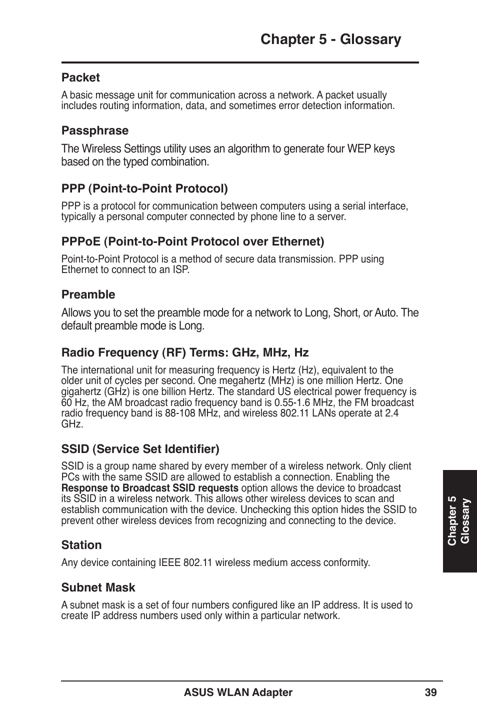 Chapter  - glossary | Asus USB-N11 User Manual | Page 39 / 42