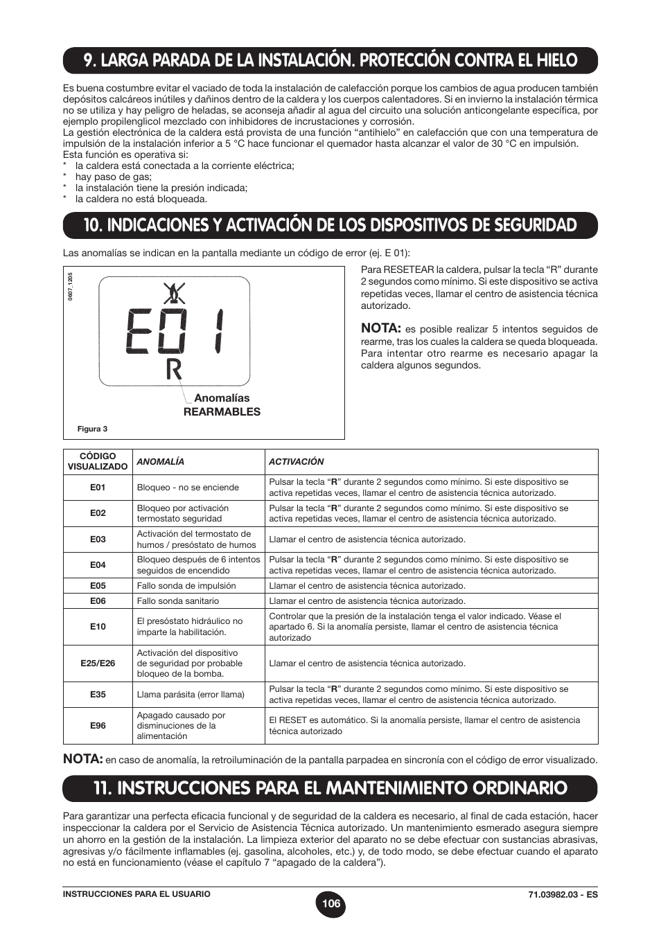 Instrucciones para el mantenimiento ordinario, Nota | DE DIETRICH MS 24 User Manual | Page 106 / 332