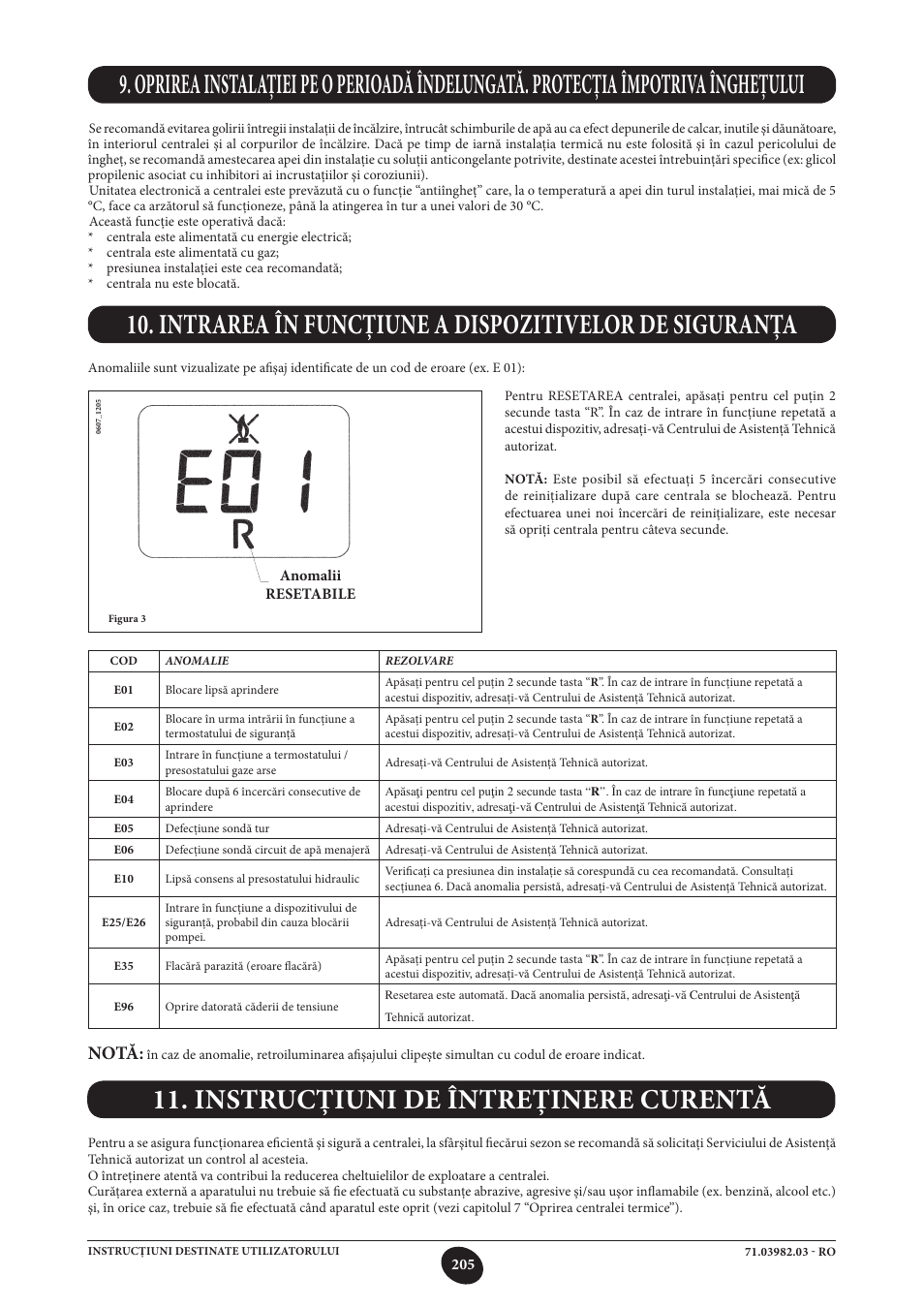Instrucţiuni de întreţinere curentă, Notă | DE DIETRICH MS 24 User Manual | Page 205 / 332