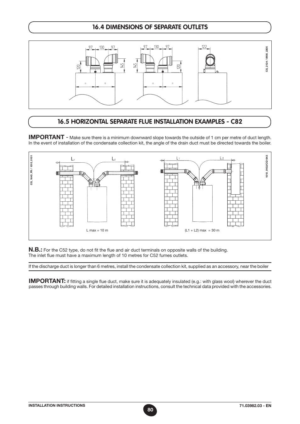 4 dimensions of separate outlets, Important | DE DIETRICH MS 24 User Manual | Page 80 / 332