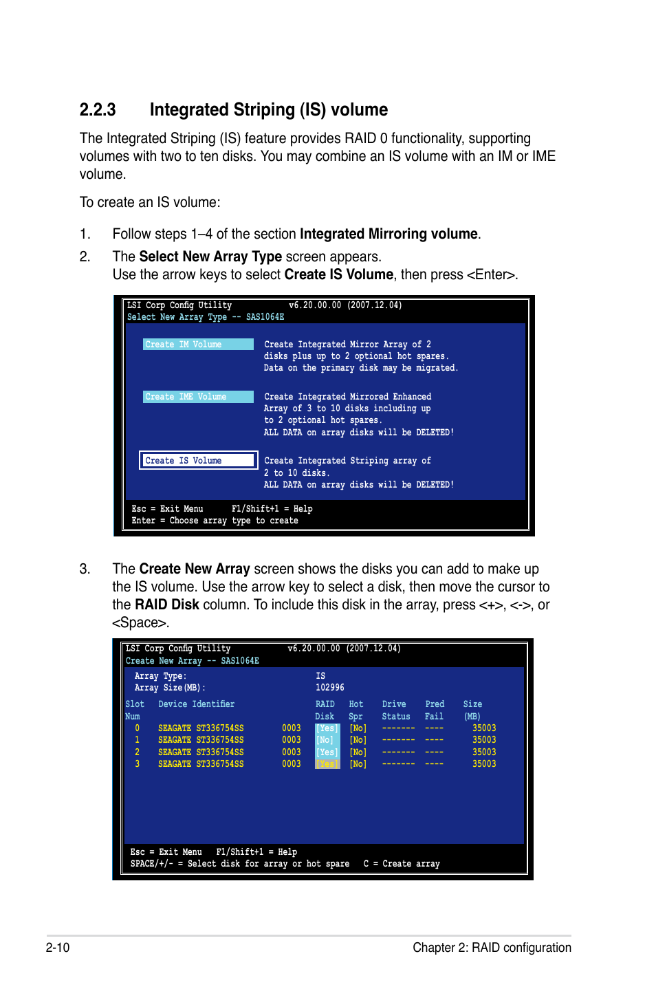 3 integrated striping (is) volume, Integrated striping (is) volume -10 | Asus PIKE 1068E User Manual | Page 20 / 56