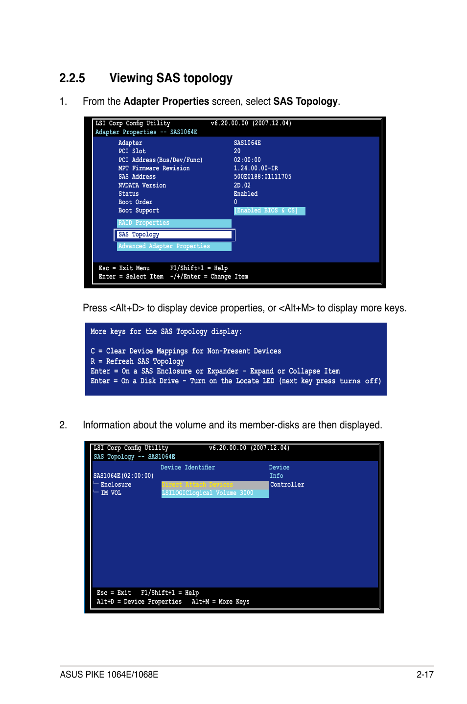 5 viewing sas topology, Viewing sas topology -17 | Asus PIKE 1068E User Manual | Page 27 / 56