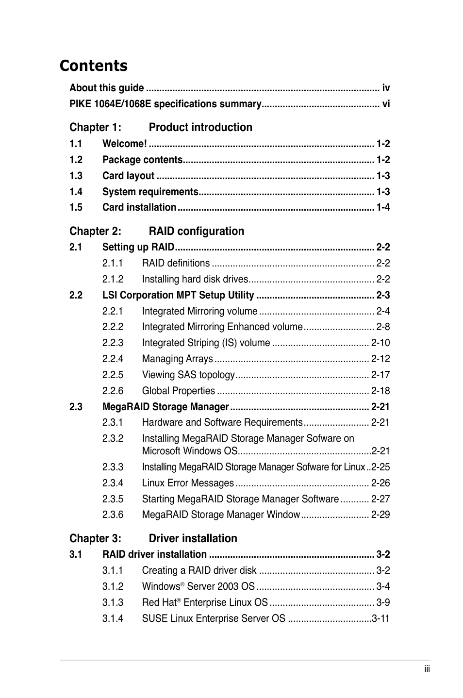 Asus PIKE 1068E User Manual | Page 3 / 56