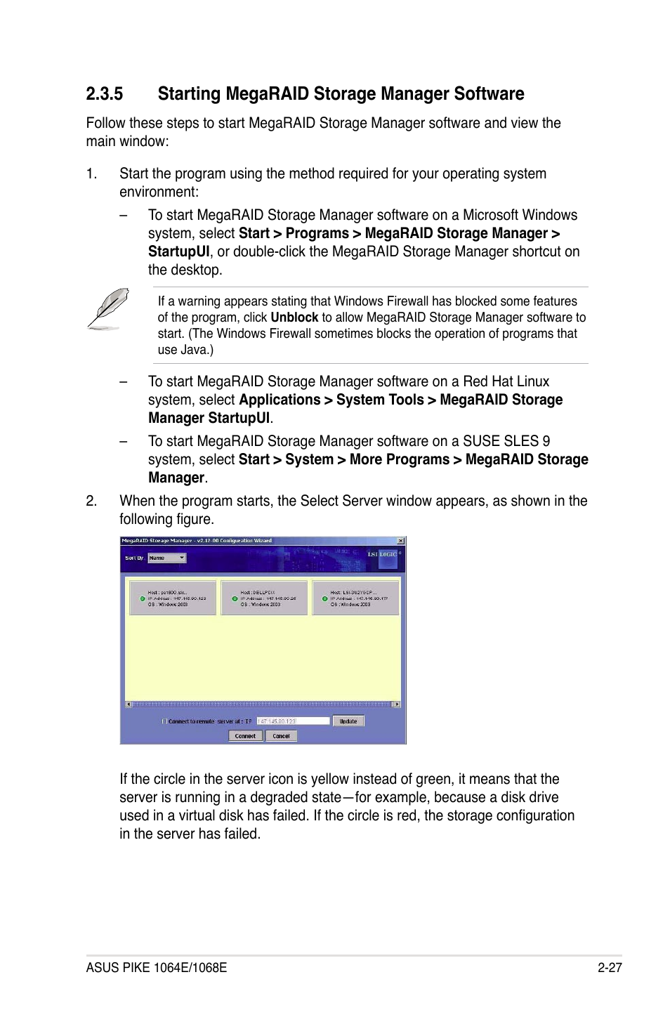 5 starting megaraid storage manager software, Starting megaraid storage manager software -27 | Asus PIKE 1068E User Manual | Page 37 / 56