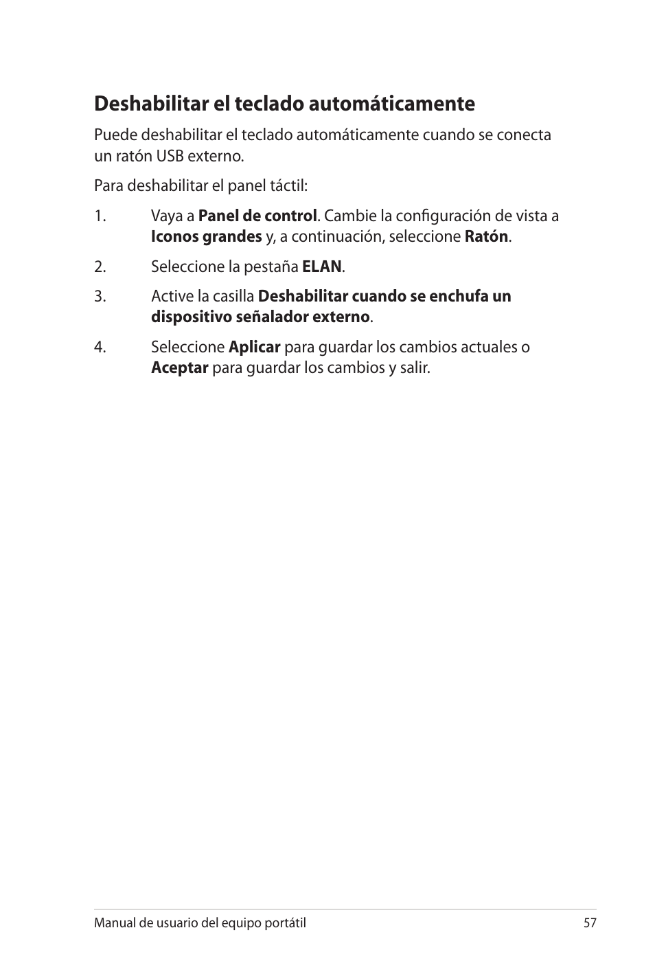 Deshabilitar el teclado automáticamente | Asus Pro45VJ User Manual | Page 57 / 108