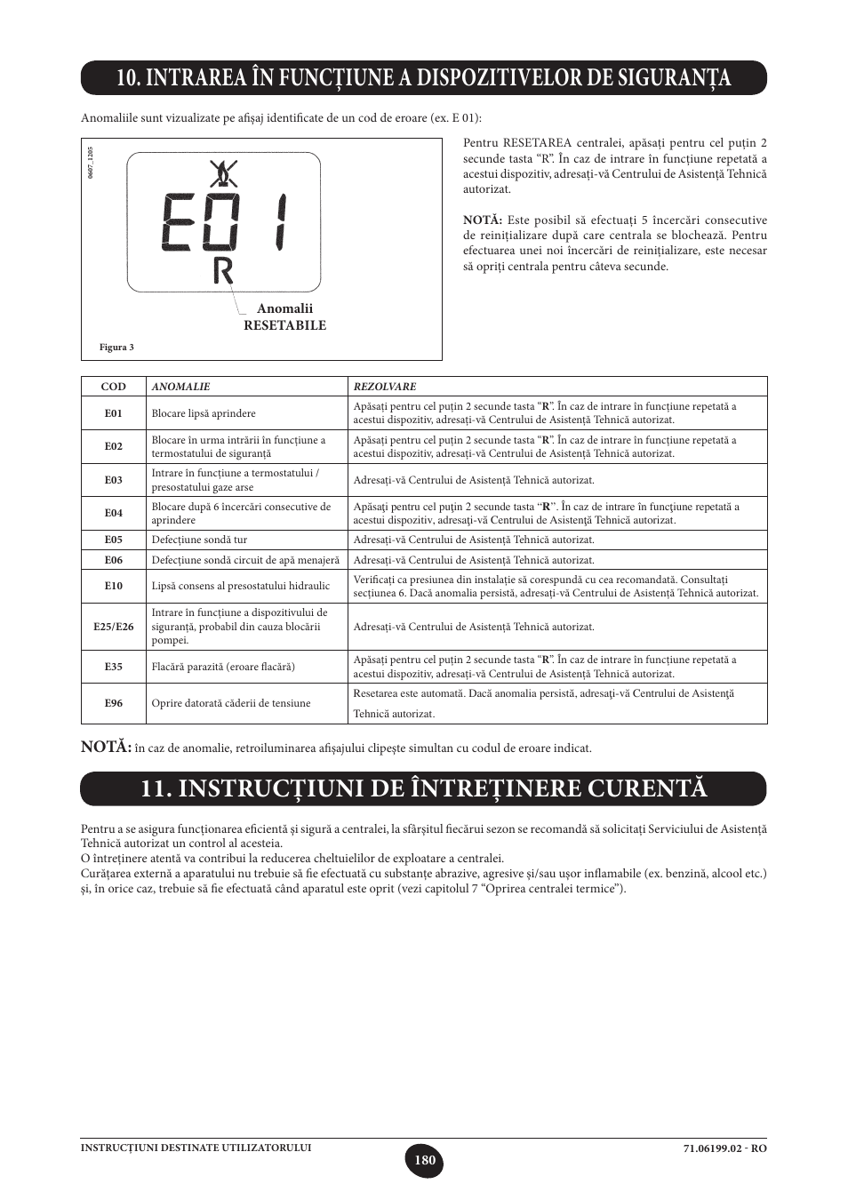 Instrucţiuni de întreţinere curentă, Notă | DE DIETRICH MS 24 BIC User Manual | Page 180 / 292