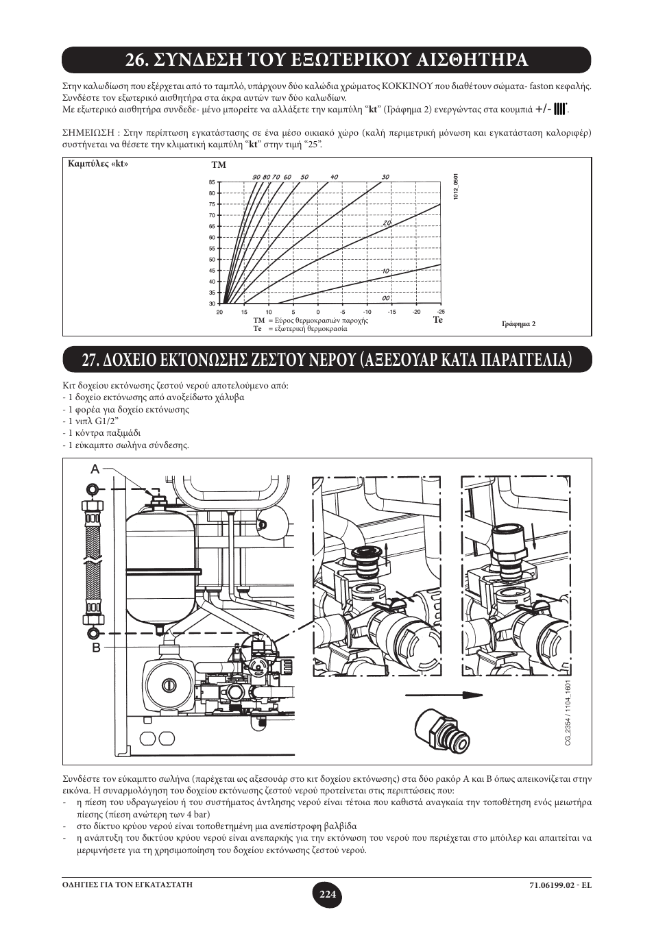 Συνδεση του εξωτερικου αισθητηρα | DE DIETRICH MS 24 BIC User Manual | Page 224 / 292