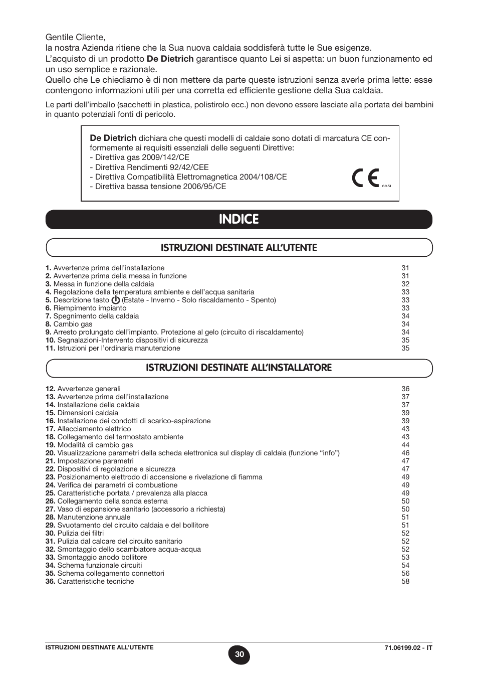 06199.02.p030.it, Indice | DE DIETRICH MS 24 BIC User Manual | Page 30 / 292