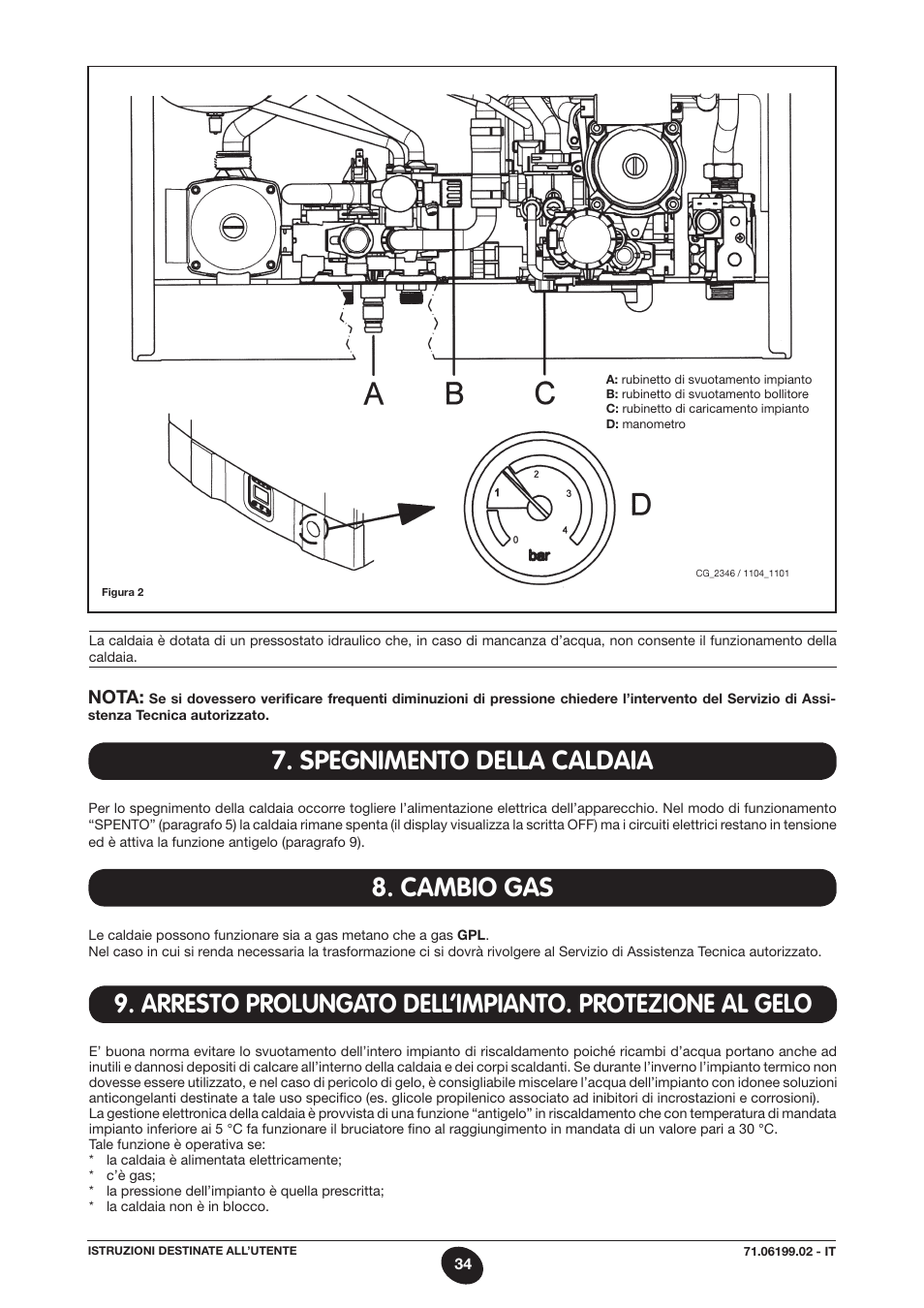 Spegnimento della caldaia 8. cambio gas, Nota | DE DIETRICH MS 24 BIC User Manual | Page 34 / 292