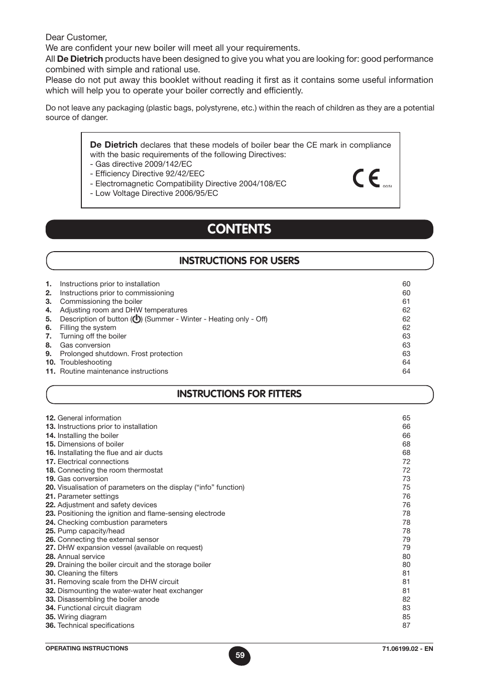 DE DIETRICH MS 24 BIC User Manual | Page 59 / 292