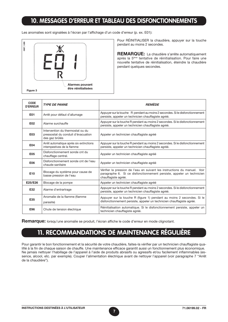 Recommandations de maintenance régulière, Remarque | DE DIETRICH MS 24 BIC User Manual | Page 7 / 292