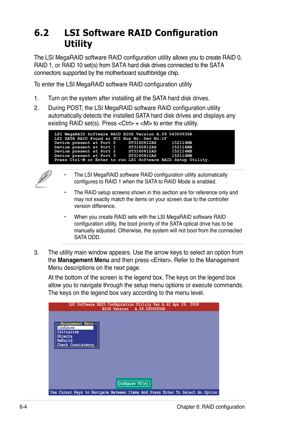 2 lsi software raid configuration utility, Lsi software raid configuration utility -4, 2 lsi software raid configuration utility | Asus RS100-E6/PI2 User Manual | Page 100 / 156