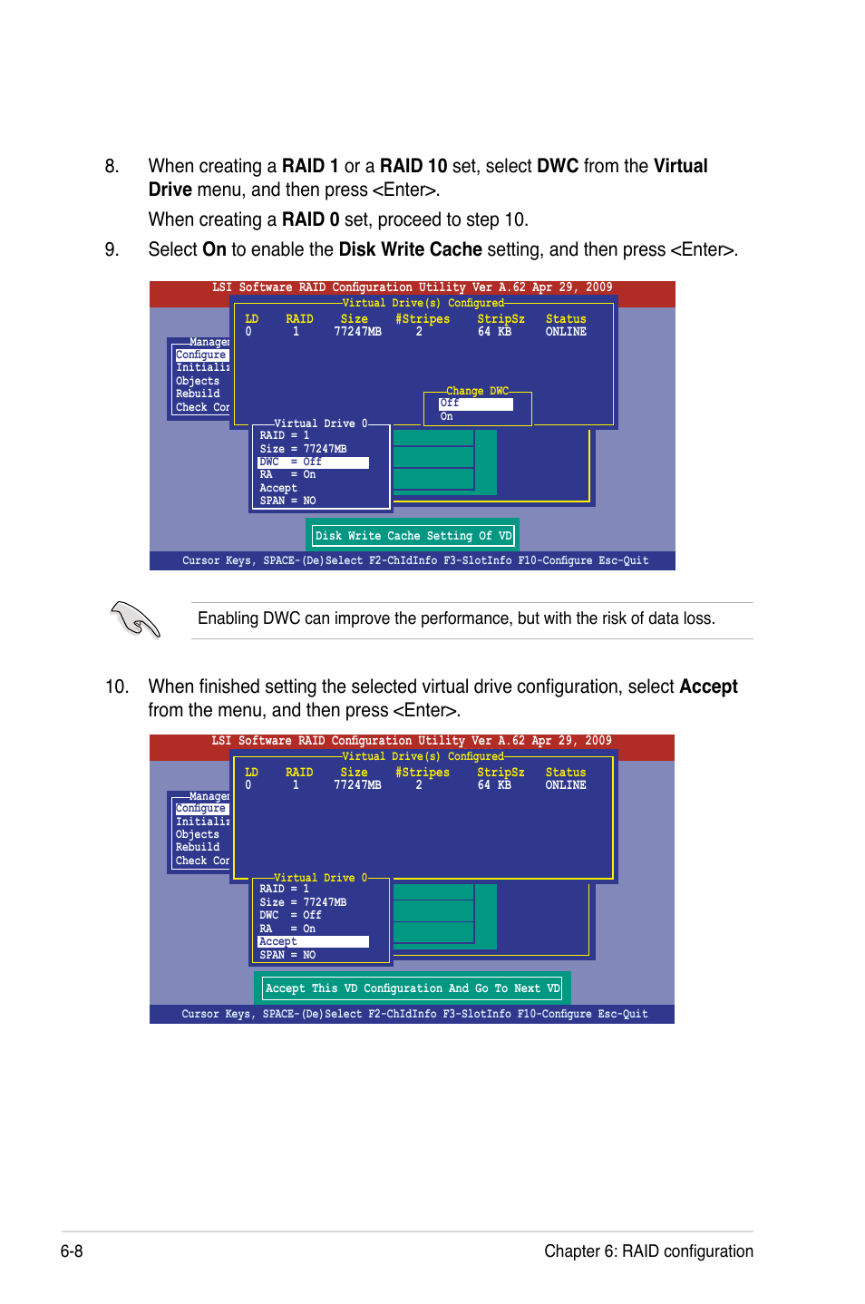 8 chapter 6: raid configuration | Asus RS100-E6/PI2 User Manual | Page 104 / 156