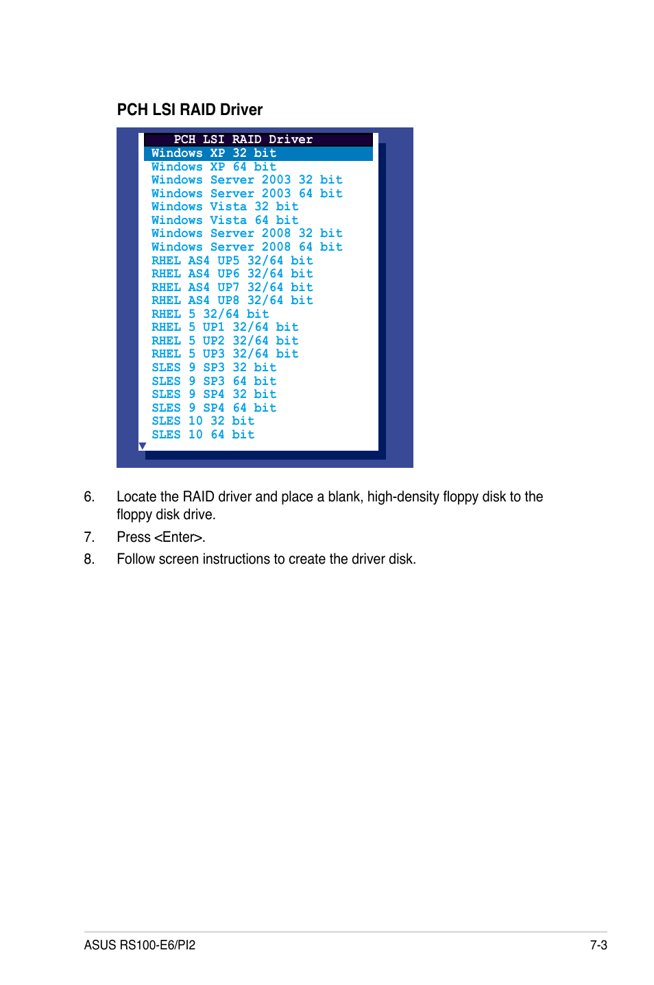 Pch lsi raid driver | Asus RS100-E6/PI2 User Manual | Page 133 / 156