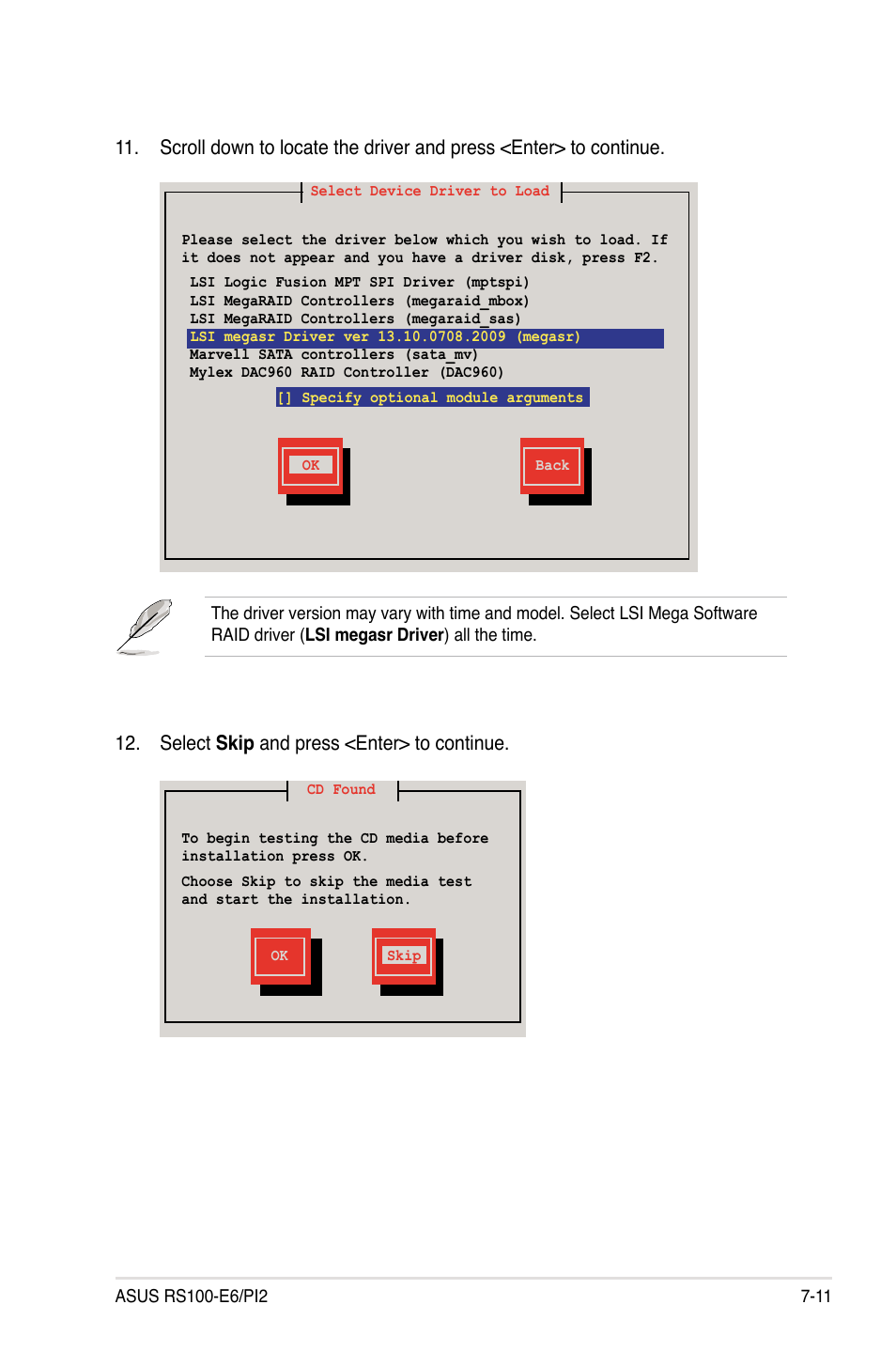 Select skip and press <enter> to continue | Asus RS100-E6/PI2 User Manual | Page 141 / 156