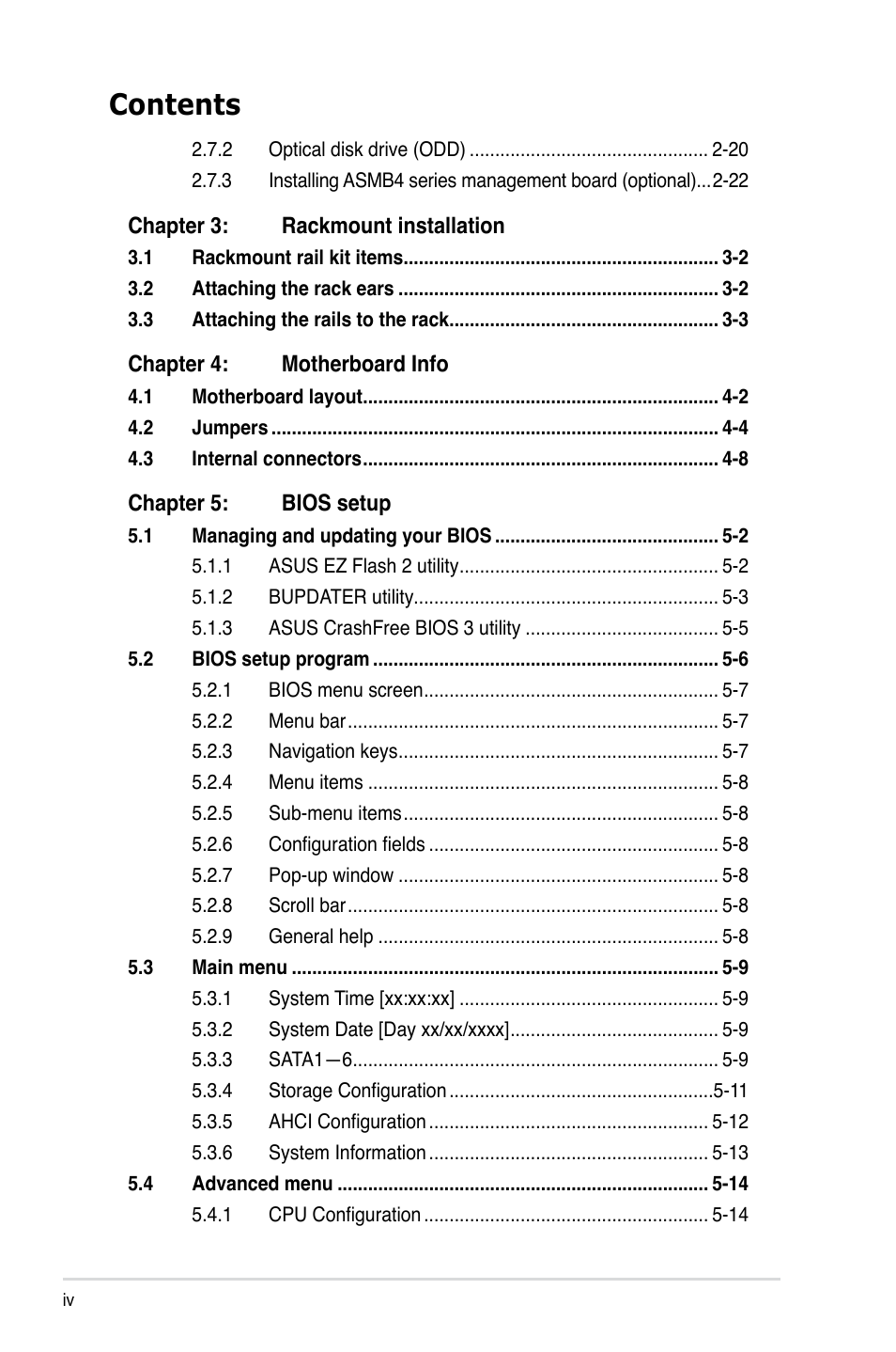 Asus RS100-E6/PI2 User Manual | Page 4 / 156