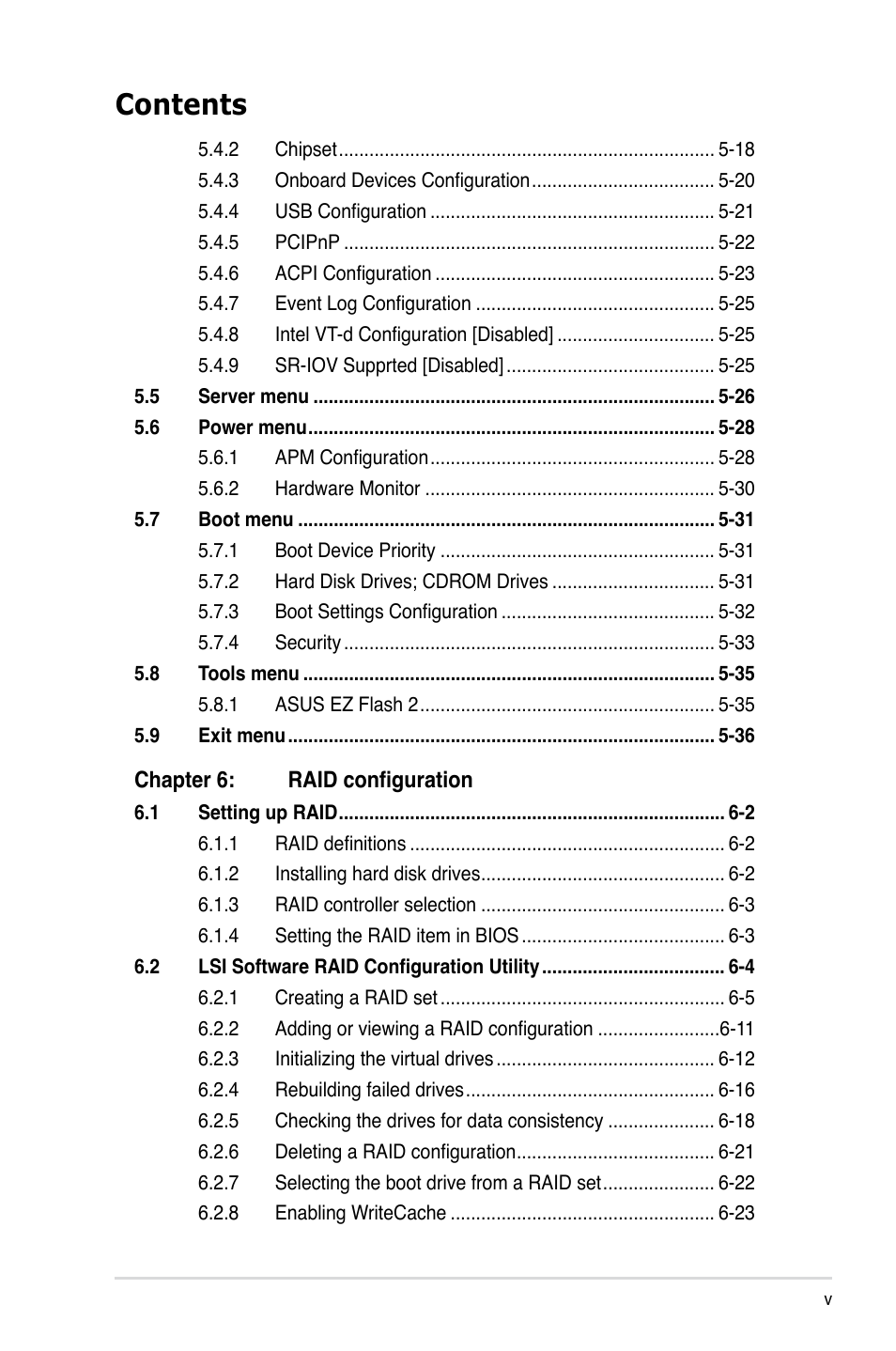 Asus RS100-E6/PI2 User Manual | Page 5 / 156