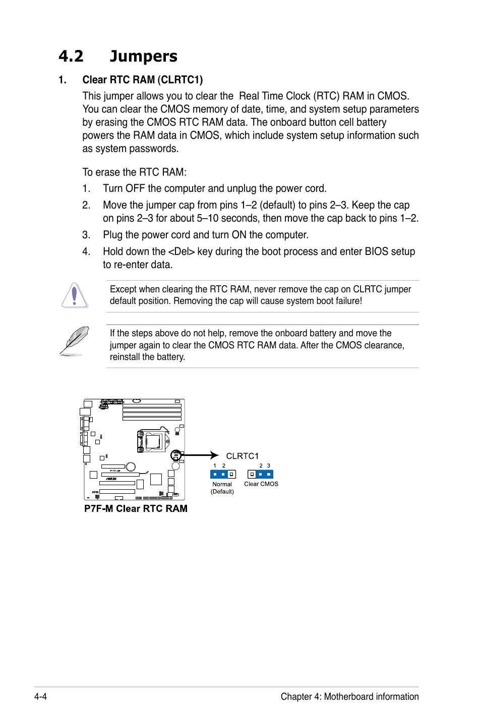 2 jumpers, Jumpers -4 | Asus RS100-E6/PI2 User Manual | Page 50 / 156