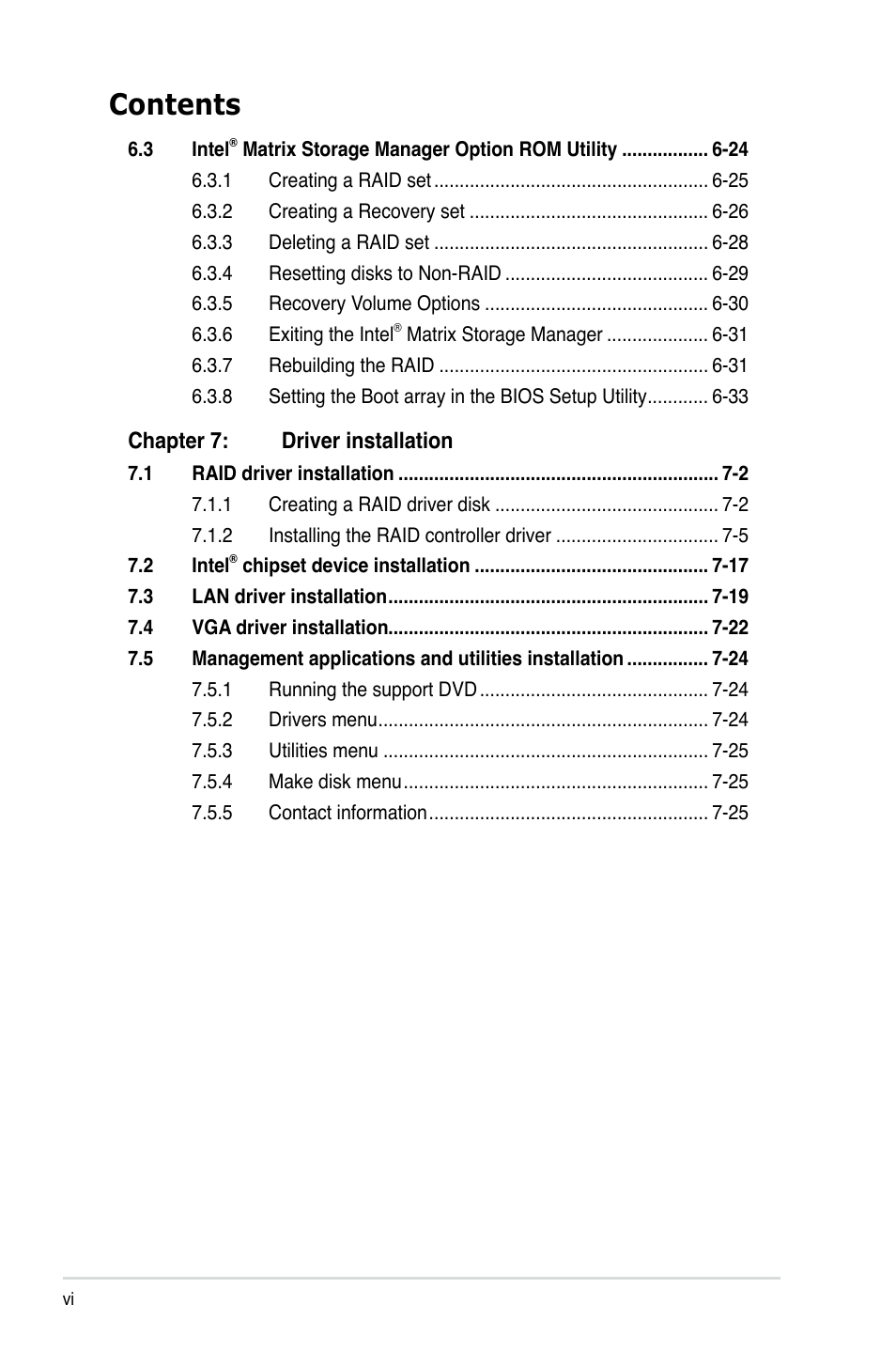 Asus RS100-E6/PI2 User Manual | Page 6 / 156