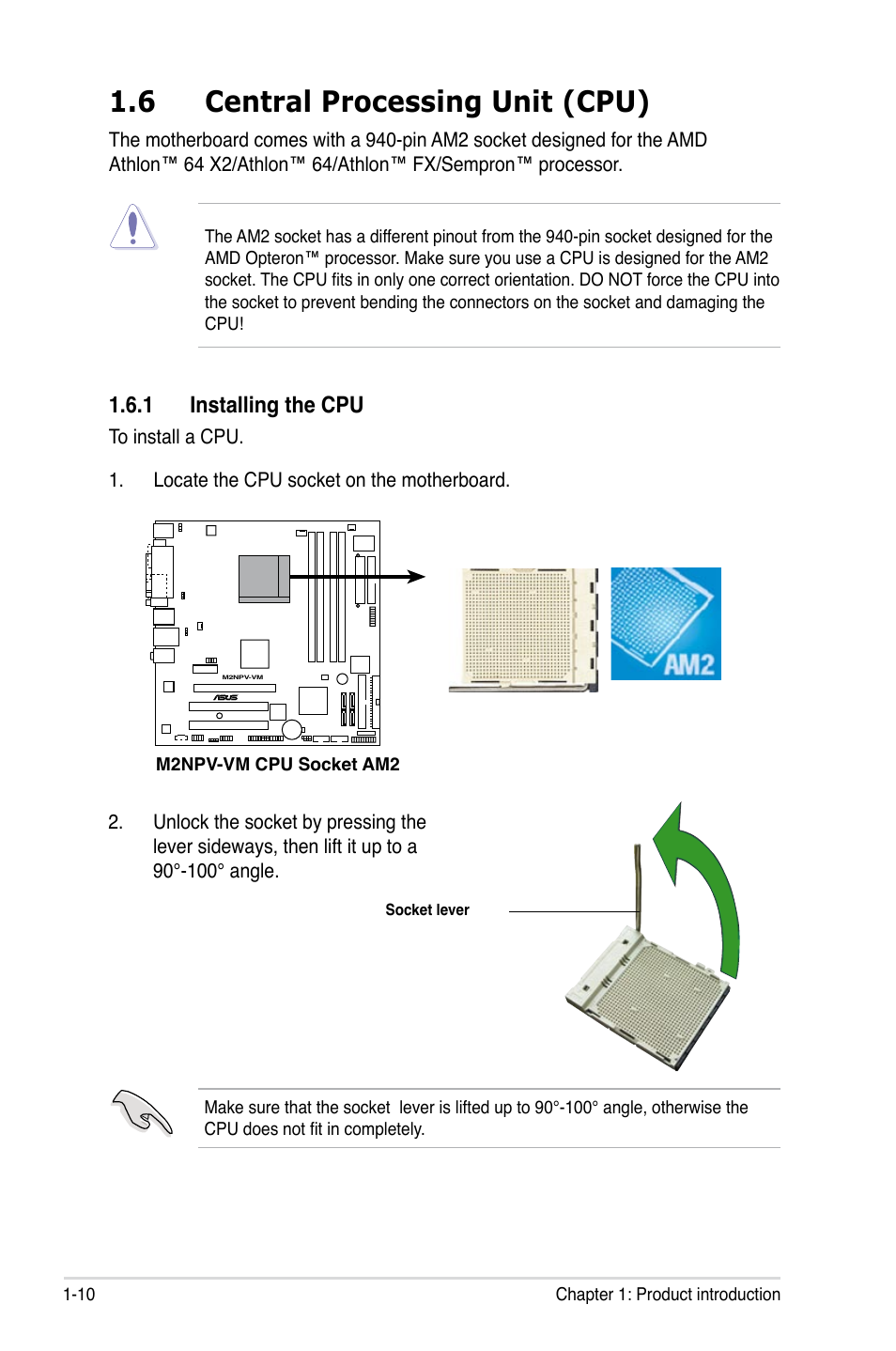 6 central processing unit (cpu), Installing.the.cpu | Asus M2NPV-VM User Manual | Page 22 / 102