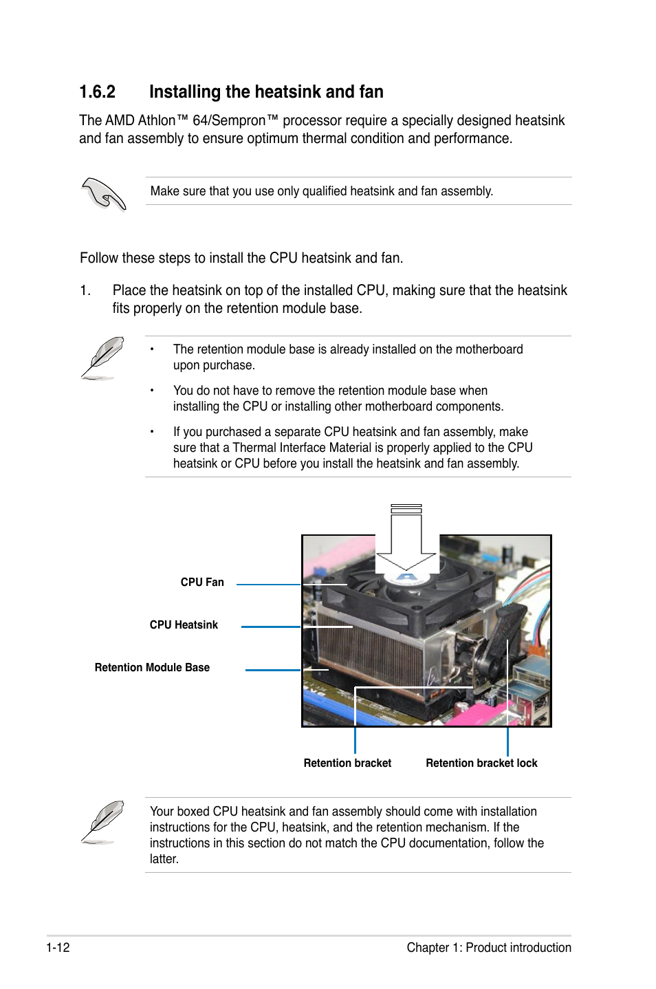 Installing.the.heatsink.and.fan | Asus M2NPV-VM User Manual | Page 24 / 102