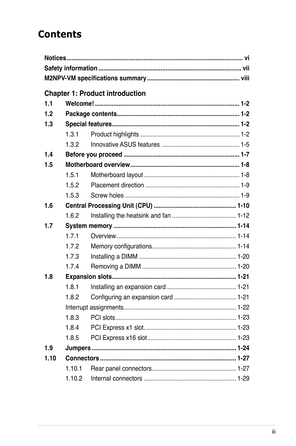 Asus M2NPV-VM User Manual | Page 3 / 102