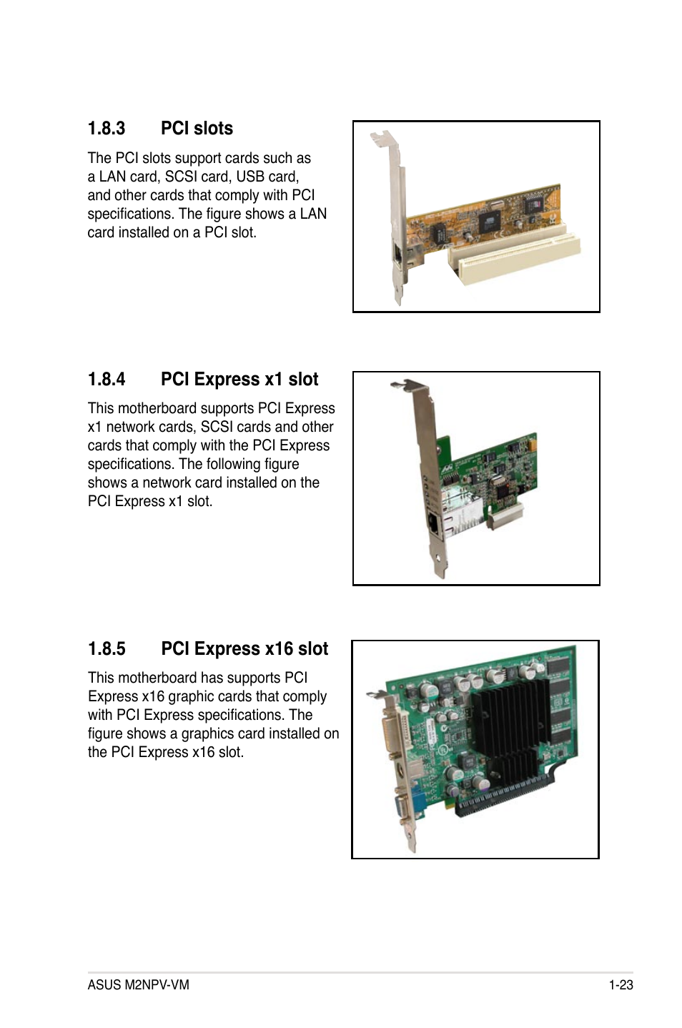 Pci.slots, Pci.express.x1.slot, Pci.express.x16.slot | Asus M2NPV-VM User Manual | Page 35 / 102