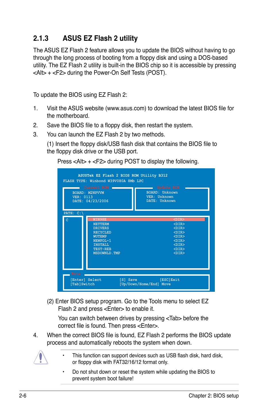 3 asus ez flash 2 utility | Asus M2NPV-VM User Manual | Page 56 / 102