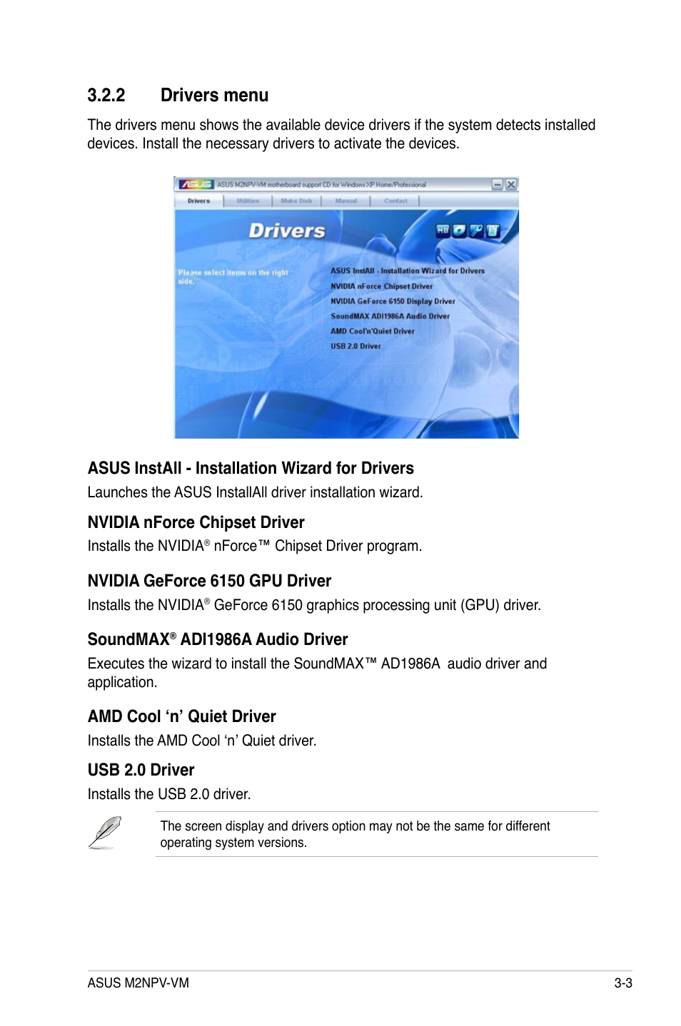 2 drivers menu | Asus M2NPV-VM User Manual | Page 97 / 102